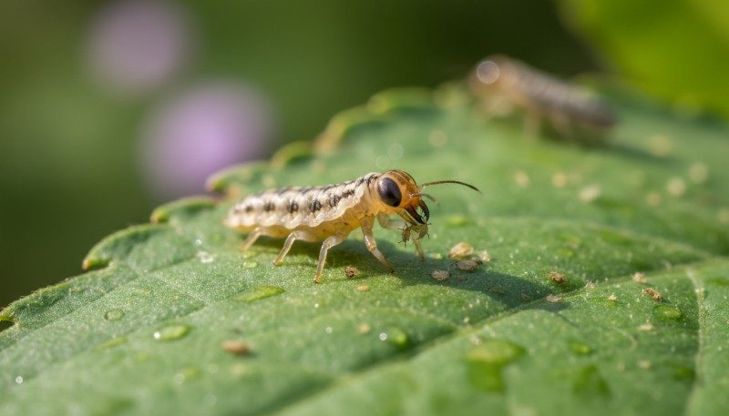 Eine typische Florfliegenlarve